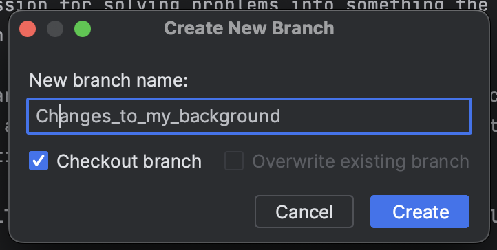 Creating a new branch