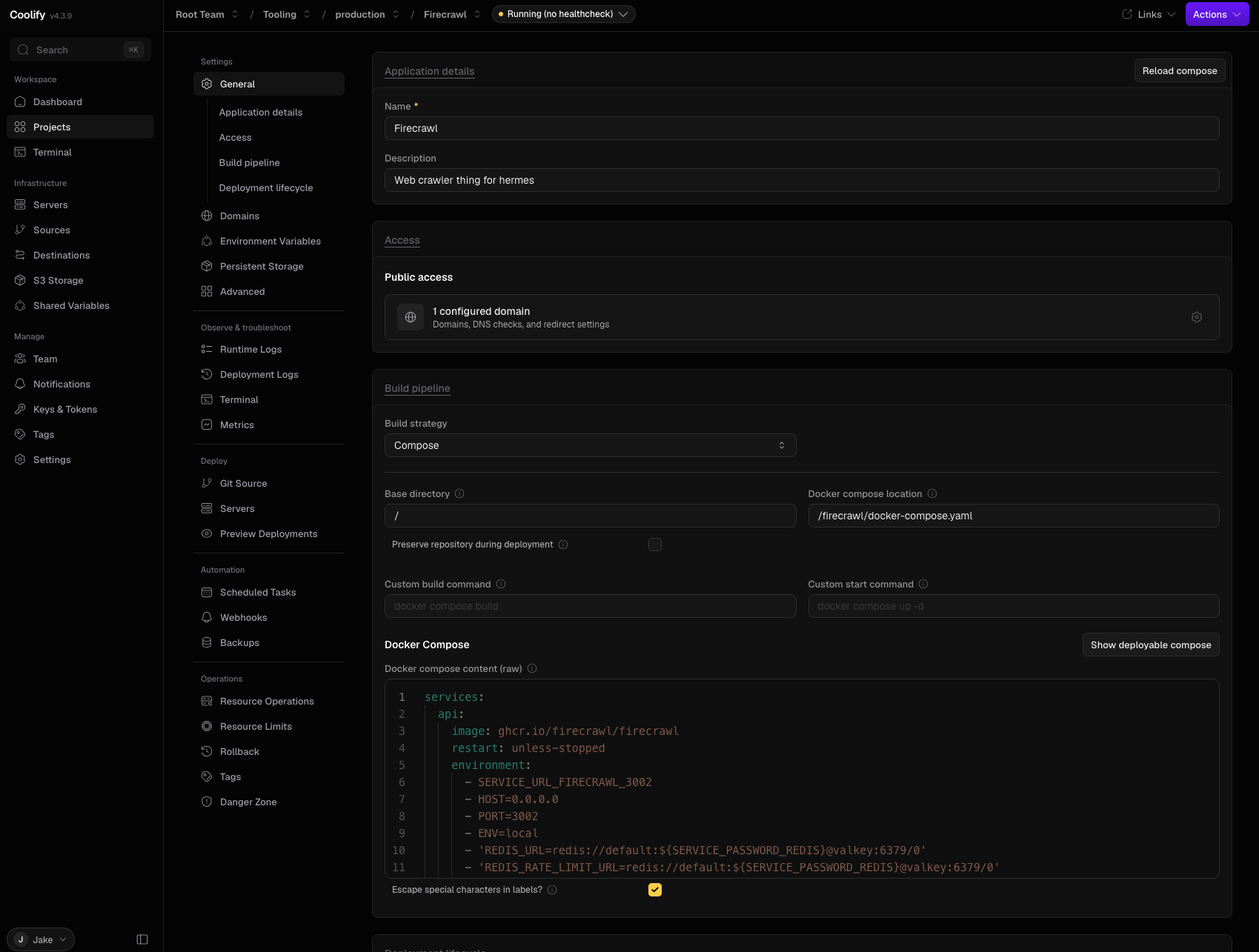 Firecrawl service and Docker Compose